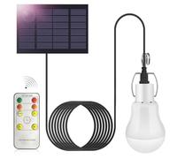 Solar Powered Led Light Bulb, 3W Solar LED Shed Lights Portable USB Charge Shed Light with Battery Panel Cable 3.5M, IP44 Water Proof Lanterns, Suitable for Indoor and Outdoor Hiking Camping Tent