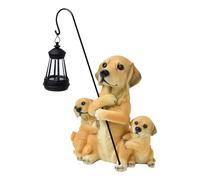 Solar Powered LED Lights Statue, Garden Dog Statue, Dog Statue Figurine Decor, Solar Lights Resin Figurines, Three Puppies Statue For Yard Porch Patio Balcony Garden