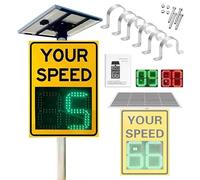Solar Powered LED Radar Feedback Sign, Flashing LED Speed Limit Indicator, Community Safety Warning Board for Streets & Neighborhoods 50x70cm/20"x27"