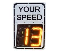 Solar Powered Led Radar Feedback Sign Portable Speed Awareness Traffic Signage, Digital Speed Limit Radar Sign, Encourages Vehicles to Slow Down and to Reduce KMH/MPH(White_60*90cm)