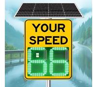 Solar Powered LED Radar Feedback Sign, Radar Speed Limit Sign, Speed Display Radar Traffic Sign, 20''x27''/24"X35" Road Warning Your Speed, Applicable to Highways Speed Limit 60×90cm/24×35in-Yellow