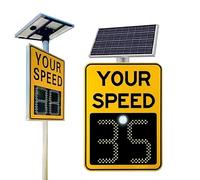 Solar Powered LED Radar Feedback Sign,Radar Speed Signs,Flashing Speed Limit Indicator,LED Speed Limit Sign, 2 Digits LED Panel (47x38cm), Remote Control,Yellow-50x70cm/20"x27"