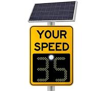 Solar Powered LED Radar Speed Display Sign, Visual Distance >500M, High Intensity Reflective Film, 60x90cm, Traffic Monitoring, Speed Detection