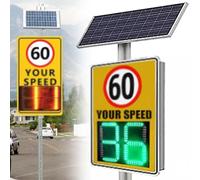 Solar Powered LED Radar Speed Limit Sign, Aluminum Radar Speed Signs, LED Speed Limit Sign, Radar Speed Display Road Warning Board, High Brightness Reflective, with Accessories 50X70cm