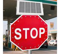 Solar Powered LED Reflective Street Sign,Engineer Grade Reflective Film,High Brightness Nighttime Traffic Roads Stop Sign,800 m Visual Distance 600mm/23.6"