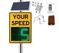 Solar Powered LED Speed Feedback Sign, Motion Sensor Display for Neighborhood Safety, 3-Digit Measurement, Ideal for Quiet Streets and HOA Solutions