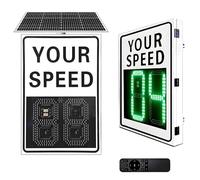 Solar Powered LED Speed Limit Sign - Digital Radar Speed Detector with Flashing Display for Neighborhood Safety