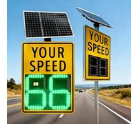 Solar Powered LED Speed Limit Sign, Digital Radar Speed Sign, Adjustable Speed Monitor with Instant Feedback and Remote Control, Durable Aluminum Construction