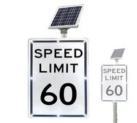 Solar Powered LED Speed Limit Sign, High Brightness Flashing Display for Road Traffic Warning