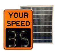 Solar Powered LED Speed Limit Sign Real-Time Vehicle Monitoring Applicable to Speed-Limited Roads, Highways, Radar Speed Limit Sign with Accessories(Orange,50CM*70CM/20IN*27IN)