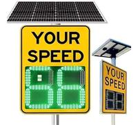 Solar Powered LED Speed Limit Sign Rust-Proof Aluminum, Includes Accessories, High Visibility Yellow, Durable Traffic Safety Solution(60x90cm/23.6x35.4in,Yellow)