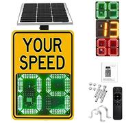Solar Powered LED Speed Limit Sign, Rust Proof Aluminum Radar Speed Detector, Waterproof Design for Safe Streets & Neighborhoods