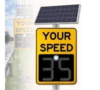 Solar Powered LED Speed Limit Sign, Traffic Radar Feedback Display, Overspeed Warning For Vehicles, Eco-Friendly Road Safety Device(60 * 90cm/23.6 * 35.4in,Yellow)