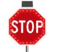 Solar Powered LED Stop Sign Aluminum Road Traffic Warning Sign Engineer Grade Reflective Film for Outdoor Use(Always on)