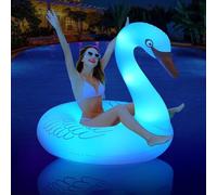 Solar Powered LED Swan Pool Float, 42 Inch Color Changing Inflatable Float for Pool Beach Lake