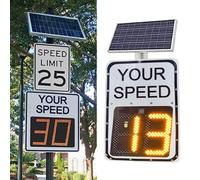 Solar Powered LED Traffic Speed Limit Sign, Roadway Safety Radar Display Feedback Signage Vehicle Speed Limit Detector(White_60*90cm)