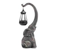 Solar Powered Light Outdoor - Elephant Garden Lantern Sculpture, Automatic Sunlight Powered Resin Landscape Decor, Vintage Patio Path Illumination Ornament | For Lawn Terrace Shed Entrance Backyard