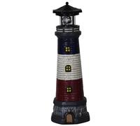 Solar Powered Lighthouse,15" Tall Resin Lighthouse Lamp with Rotating Beacon LED Lights for Patio Lawn Yard Garden Decorations