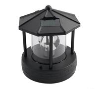 Solar Powered Lighthouse Lawn Light Rotating Waterproof Outdoor Garden Lamp LED Decorative Landscape Lighting for Yard Patio Street 14.5x14.5x17.5cm(black)