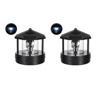 Solar Powered Lighthouse Rotating Outdoor LED Solar Light Beacon Tower Decorative Lamp for Garden Lawn Patio