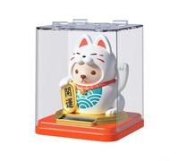 Solar Powered LightSensing Waving Lucky Cat Car Accessory for Desk and Shop Decoration Plastic Figurine Symbolizing Wealth and Prosperity (A)