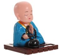 Solar Powered Little Monk Figurine Desk Adornment with Waving Arms