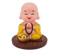 Solar Powered Little Monk Solar Powered Nodding Head Little Monk Figurine Office Table Window Car Dashboard Homes Restaurants Hotels Cafes (Yellow)