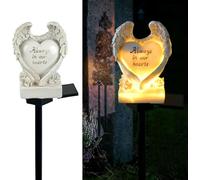 Solar Powered Love Angel Wing Light,'Always in Our Hearts' Resin Ornament