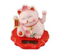 Solar Powered Lucky Cat Ornament with Automatic Waving Hand Light Sensing Decor for Home Office Car Dashboard Feng Shui Wealth Blessing Symbol(2312-Pink)
