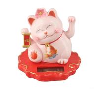 Solar Powered Lucky Cat with Hand That Waves Automatically Using Light Sensor, Feng Shui Symbol for Wealth and Blessings, Suitable for Office, Home, Car, and Store (2314-Pink)