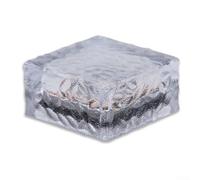 Solar powered luminous LED cube brick lights for outdoor garden, courtyard, patio, and pathway with automatic dusk to dawn sensor feature (White light)