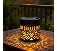 Solar-Powered Mandala Projector Light, Decorative Solar Mandalas Fence Lights, Metal Shadow Light Projector for Fence, Patio, Garden, Warm White LED Decorative Lighting (Mandala,1pc)