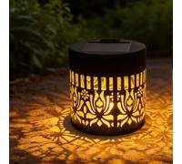 Solar-Powered Mandala Projector Light, Decorative Solar Mandalas Fence Lights, Metal Shadow Light Projector for Fence, Patio, Garden, Warm White LED Decorative Lighting (Peony,1pc)