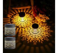 Solar-Powered Mandala Projector Light, Waterproof Rain, Snow,3-Foot Pattern from A 5-Inch Lights,Metal Shadow for Outdoor Fence, Patio, Garden, Warm LED Decorative Lighting Wandleuchte (2, A)