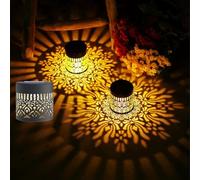Solar-Powered Mandala Projector Light, Waterproof Rain, Snow,3-Foot Pattern from A 5-Inch Lights,Metal Shadow for Outdoor Fence, Patio, Garden, Warm LED Decorative Lighting Wandleuchte (1, A)