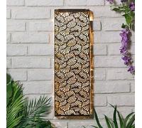 Solar Powered Metal Wall Art Panel Automatic ON/OFF Illuminated Wall Mount Wall Art Garden Panels with Warm White LEDs Rechargeable Battery Automatic Dusk Activation Wall Sculpture