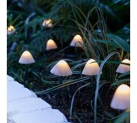 Solar Powered Mini Garden Lights Set of 12 Waterproof Toadstool Glow