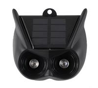Solar Powered Motion Sensor Alarm With Flashing Light For Outdoor Garden Animal Repeller Cat Squirrel Rat Deterrent Weatherproof Silent Night Mode Black(1pc)