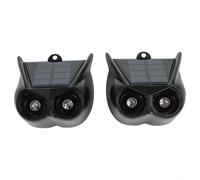Solar Powered Motion Sensor Alarm With Flashing Light For Outdoor Garden Animal Repeller Cat Squirrel Rat Deterrent Weatherproof Silent Night Mode Black(2pcs)