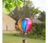 Solar Powered Multicolour Fiesta Flaming Balloon Lantern - Weatherproof Outdoor Garden Hanging LED Light Decoration with Flame Effect for Patio, Decking, Pergola, Wall, Fence, Balcony - H44 x 14cm