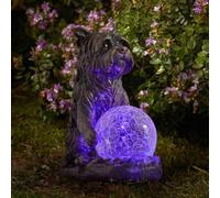 Solar Powered Multicoloured Led Dog Statue Garden Ornament
