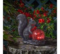 Solar Powered Multicoloured Led Squirrel Statue Garden Ornament