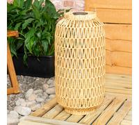 Solar Powered Natural Rope Lantern Floor Lamp Outdoor Rattan Garden LED Lighting