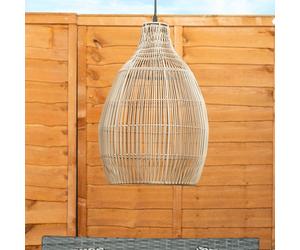 Solar Powered Natural Teardrop Outdoor Hanging Pendant Lamp Garden Pergola Light