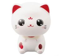 Solar Powered Nodding Cat Car Ornament, Automatic Dashboard Bobblehead Decoration for Home Office, Cute Lucky Cat Figurine, White(A)