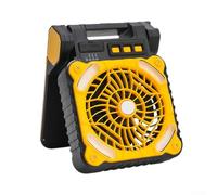 Solar Powered Outdoor Fan and LED Lantern with 5200mAh Rechargeable Battery (Yellow)