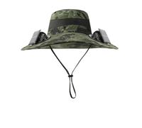 Solar-Powered Outdoor Fishing Hat with Dual Fans - 3-Speed Adjustable Wind, 360° Sun Protection, Wide Brim, Type-C Charging，Man &Women Solar Fan Sun Hat (One Size,Camouflage-A)