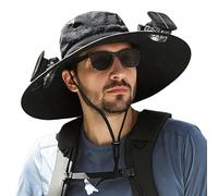 Solar-Powered Outdoor Fishing Hat with Dual Fans - 3-Speed Adjustable Wind, 360° Sun Protection, Wide Brim, Type-C Charging，Man &Women Solar Fan Sun Hat (One Size,Black)