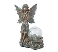 Solar Powered Outdoor Garden Fairy Statue with Resin Build and Automatic Illumination for Lawn, Patio, and Indoor Decor
