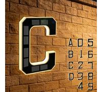 Solar-powered Outdoor House Number Light, Light Up Waterproof Address Sign, Easy Install No Wiring Modern Design for Home Garage Shop (C)